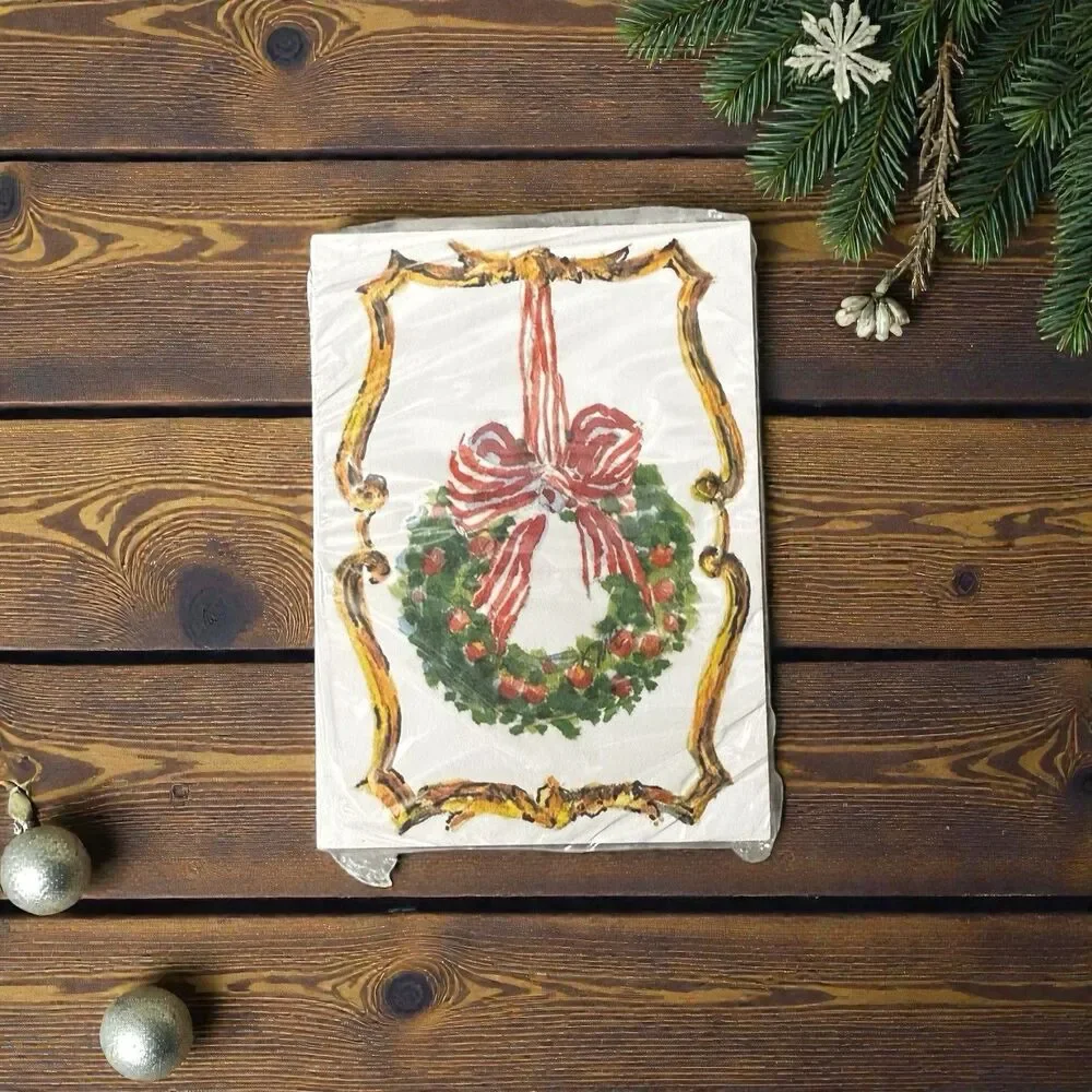 Odd Balls Vintage Small Gift Tags Note Cards - Christmas Wreath- Bulk Pack Of 50